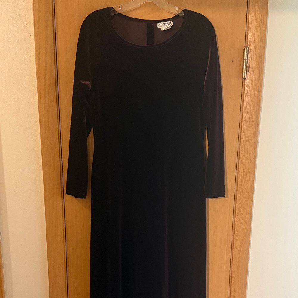 KC Spencer New York Women’s Vintage Velvet Long Sleeve Maxi Dress Brown 8-10